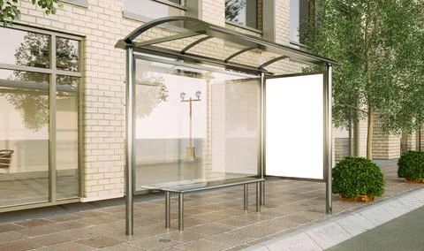 Bus stop poster mockup Stock Illustration