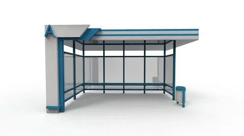 Bus stop render on a white background. 3D rendering Stock Illustration