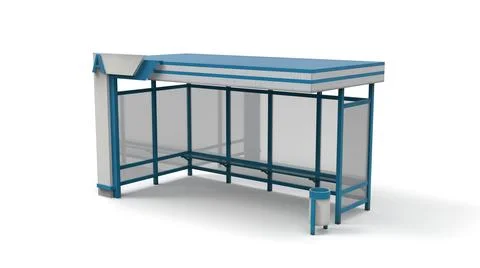 Bus stop render on a white background. 3D rendering Stock Illustration