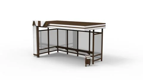 Bus stop render on a white background. 3D rendering Illustrazione stock