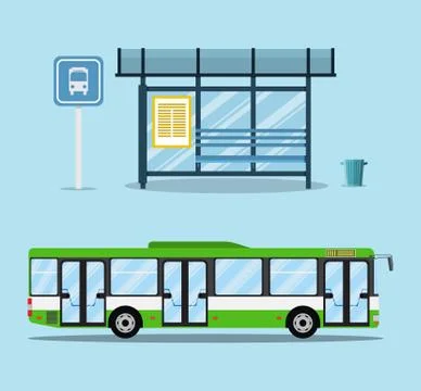 Bus stop with seats Illustrazione stock