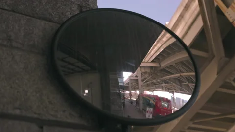 Bus Stop Seen Through Convex Mirror Washington DC Stock Footage 155755708