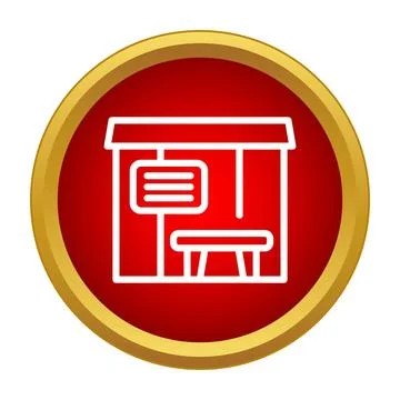 Bus stop shelter in red circle icon Stock Illustration