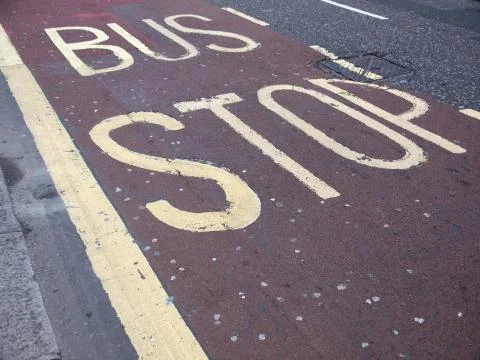 Bus stop sign Stock Photos