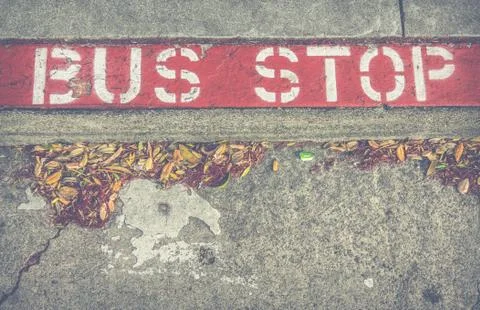 Bus Stop Sign Stock-Fotos