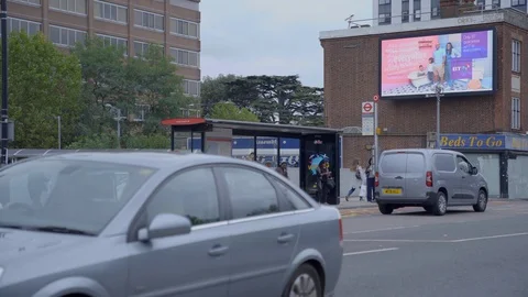 Bus stop in sutton Stock Footage 116603987