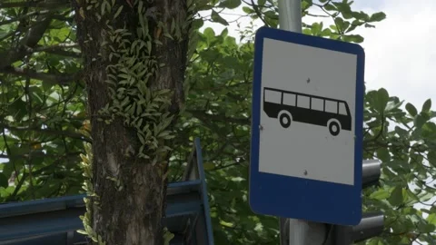 Bus stop traffic traffic signage, Indonesian road sign Stock Footage 139380109