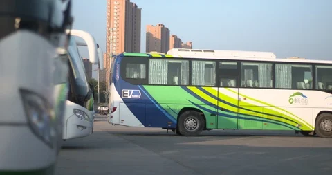 The bus stopped in the garage Stock Footage 125460619
