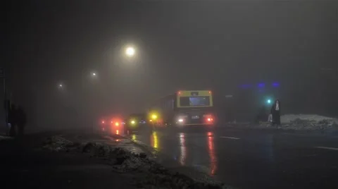 Bus stopped at a station WHERE Passengers disembark and Embark, is surpased Stock Footage 59939014
