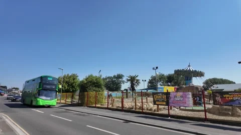 Bus Stopping at Brean Theme Park Stock Footage 337003510