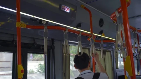 Bus is stopping to send passengers. Stock Footage 123526033