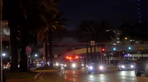 Bus stops at 5th road Miami Beach Stock Footage 65793345