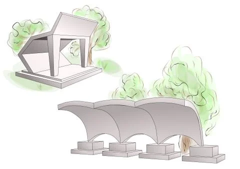 Bus stops Stock Illustration