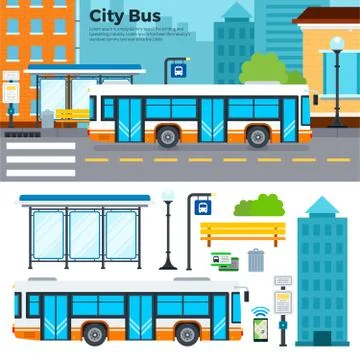 Bus on street in the city Stock Illustration