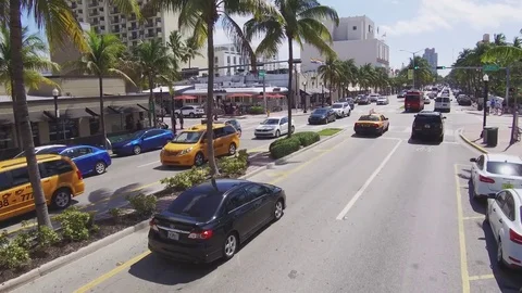 Bus on the streets of miami Stock Footage 74855826