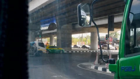 Bus Stuck In Traffic Jam Side Window View Stock Footage 262142255