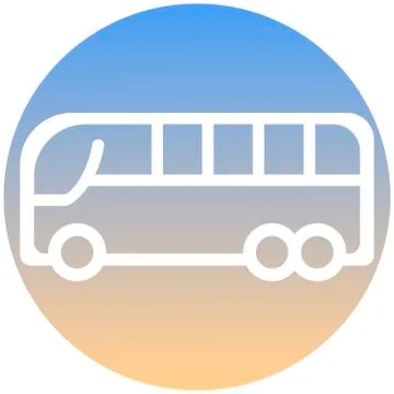 Bus symbol of a set. White bus icon, on gradient button. Use for banner 스톡 일러스트