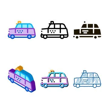 Bus taxi pack icon vector outline Stock Illustration