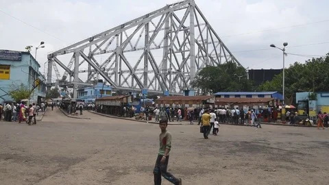 Bus terminal outside Howrah Junction railway station Stock Footage 77440425