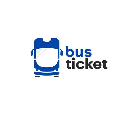 Bus ticket and bus front view logo. Buying tickets online, transport service Stock Illustration