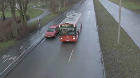 Bus in traffic Stock Footage 33787834