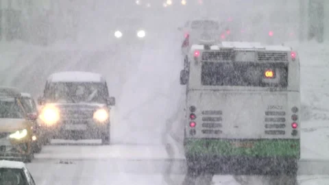 Bus in Traffic Stock Footage 156596954