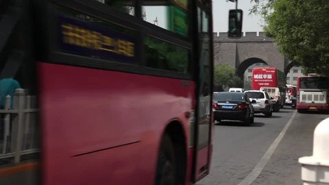 Bus Traffic Jam, Xi'an, Stock Footage 87091070