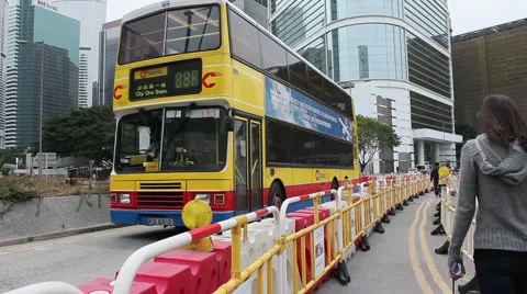 Bus traffic outside CITIC Tower Hong Kong Stock Footage 59506578