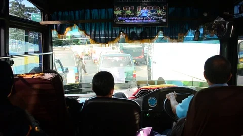 At the bus traffict situation Stock Footage 121859534