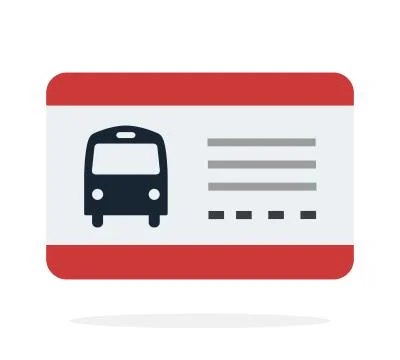 Bus travel ticket vector flat material design isolated object on white Stock Illustration