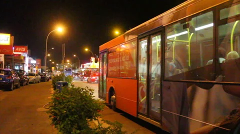 Bus travelling with passengers Stock Footage 40704113