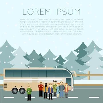 Bus trip banner Stock Illustration