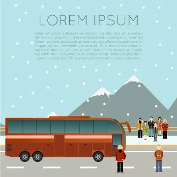 Bus trip banner Stock Illustration