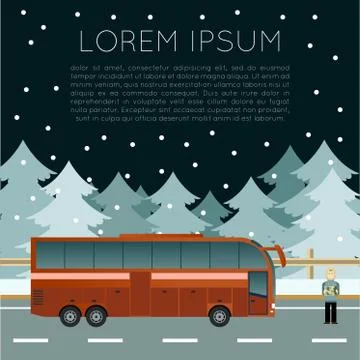 Bus trip banner Stock Illustration