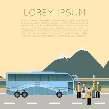 Bus trip banner Stock Illustration