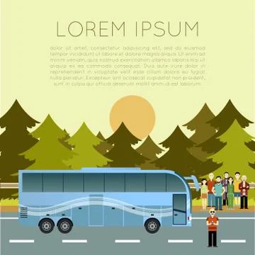 Bus trip banner Stock Illustration