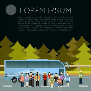 Bus trip banner Stock Illustration
