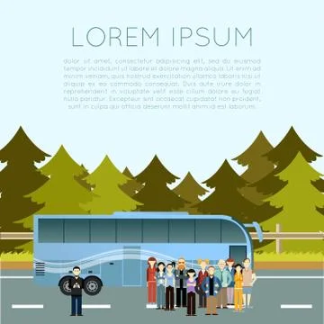 Bus trip banner Stock Illustration