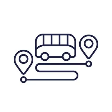 Bus trip line icon with route Stock Illustration