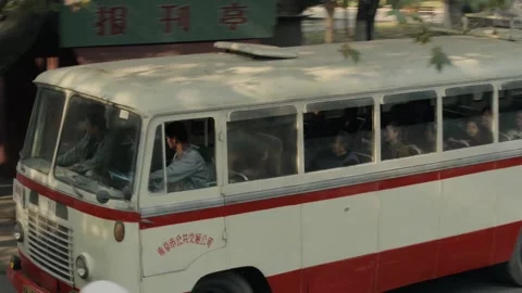 The bus turn at the crossroads Stock Footage 235265256