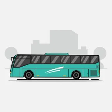 Bus Vector Illustration. Flat Cartoon Style Design Stock Illustration