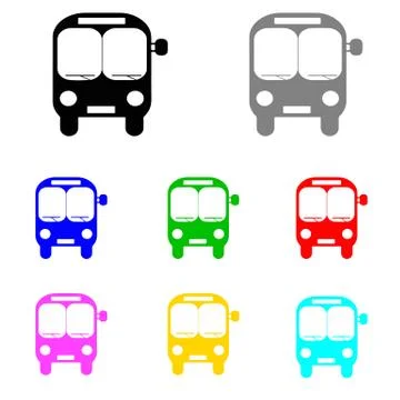 Bus vector set in multiple colors Stock Illustration