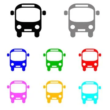 Bus vector set in multiple colors Stock Illustration