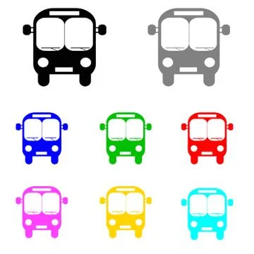 Bus vector set in multiple colors Stock Illustration