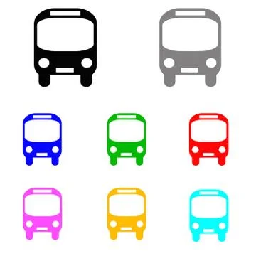 Bus vector set in multiple colors Stock Illustration