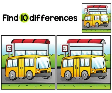 Bus Vehicle Find The Differences Stock Illustration