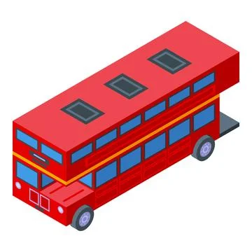 Bus view icon isometric vector. Red old tour Stock Illustration