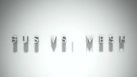 Bus vs. mesh 3D title animation white text on a white background Stock Footage 299748723