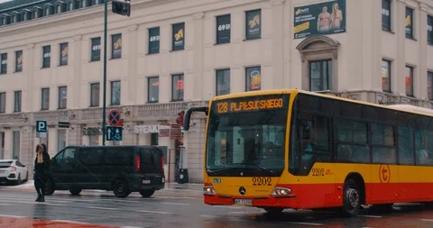 Bus in Warsaw, Poland (4K) Stock Footage 101293680