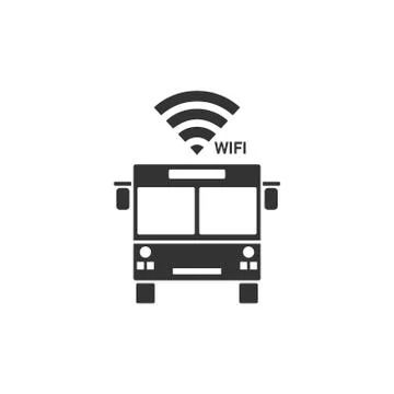 Bus wi-fi icon flat Stock Illustration